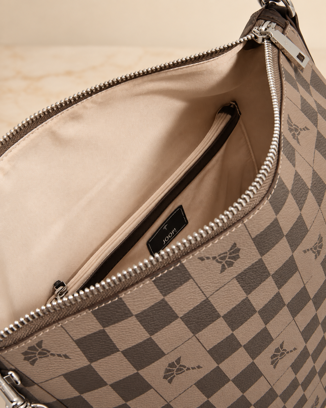 JOOP! Flora Piazza Athina Hobo Bag – Taupe/Brown Check