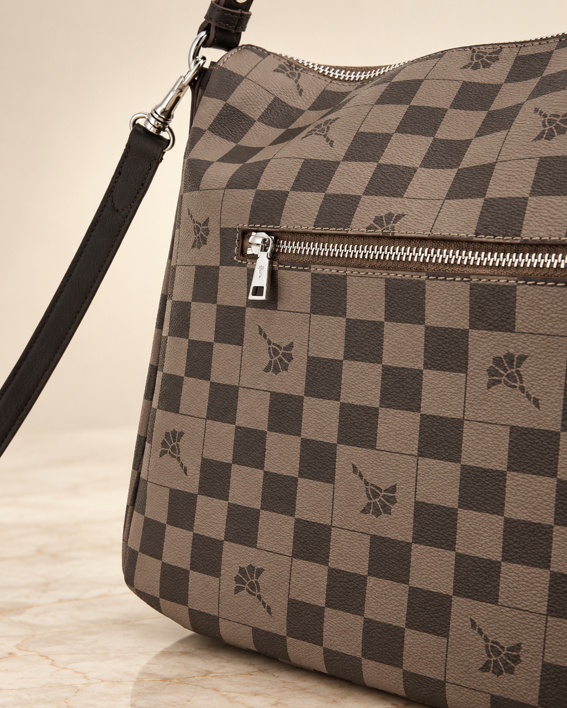 JOOP! Flora Piazza Athina Hobo Bag – Taupe/Brown Check